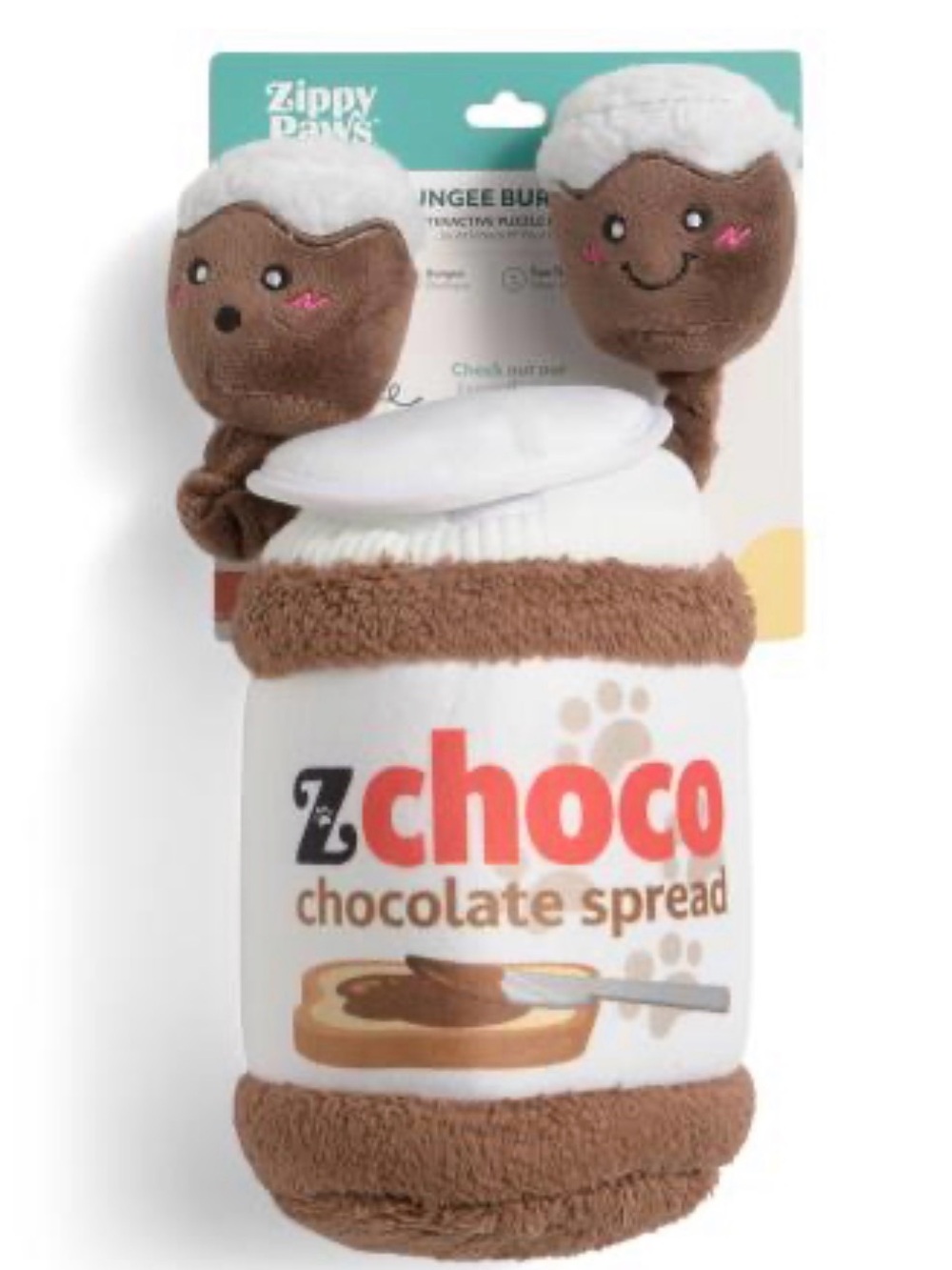 NWT ZIPPYPAWS bungee burrow chocolate spread jar pet toy